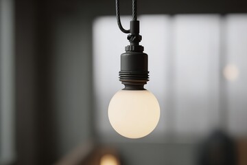 Poster - Modern pendant light hanging in a cozy interior space with soft illumination during daytime