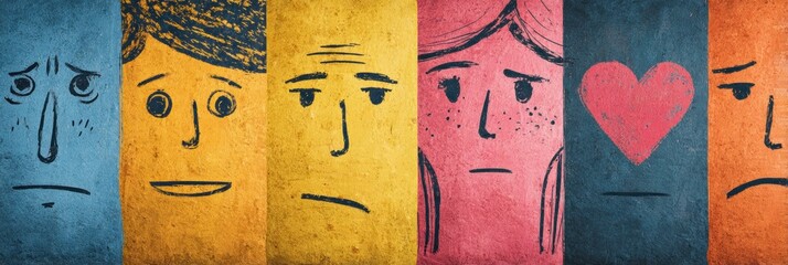 Aufkleber - Emotional Boundaries Chart Illustrating Various Feelings and Expressions in a Colorful Artistic Style