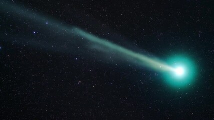 Wall Mural - a comet with long tail streaks across the vast starry night sky.