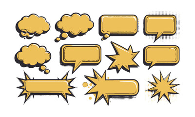 Fototapete - Vector illustration of a comic-style speech bubble collection featuring distinct bubble designs,  Each bubble should be filled with a vibrant, easily editable and scalable.