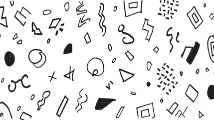 Poster - Shapes sketch randomly across white pattern design backdrop background