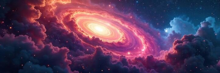 Wall Mural - close-up of swirling nebulae, cosmic dust and gas clouds in vibrant colors, illustrating the vastnes