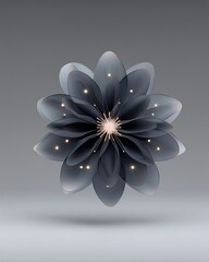 Poster - Abstract Geometric Flower with Radial Symmetry and Glowing Accents