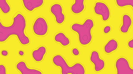 Poster - Abstract shapes pop on bright yellow backdrop design fills canvas