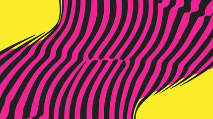 Poster - Stripes curve abstractly against bright yellow background design
