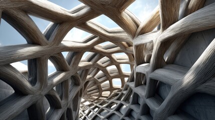 Poster - The image is a very abstract and intricate design of a building with many different shapes and lines. Scene is one of complexity and sophistication, as the design is very detailed and intricate