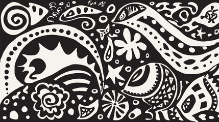Poster - Abstract shapes interweave monochrome background texture creating pattern
