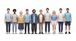 © Candy - Diverse group of people standing in a row holding hands against a white background illustration