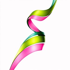 Poster - Abstract Swirling Pink and Green Ribbons on White Background