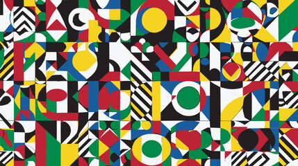 Poster - Colorful geometric shapes arrange abstract patterned design