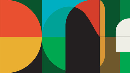 Poster - Abstract geometric shapes create composition on background modern