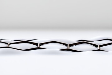 Poster - Abstract White Wave Displacement on a Black Hexagonal Grid