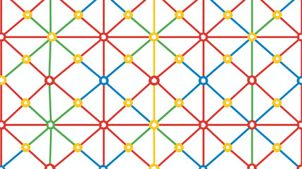 Poster - Geometric pattern links colors intersecting design white backdrop