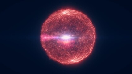 Poster - Glowing red digital sphere with radiant core and electric filaments, representing futuristic energy, power, and data in a sci-fi concept