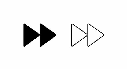 Fototapete - This high-quality vector graphic features two minimalistic fast forward icons: a solid black double right arrow and a black outline version, both with fine details and suitable for vector use.