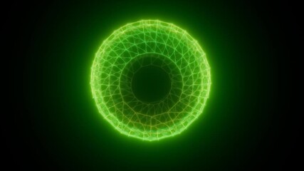 Poster - Glowing green circular energy field with radiating concentric patterns, resembling a scientific or futuristic visualization