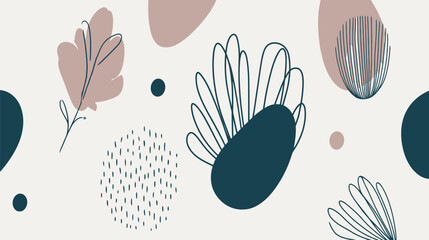 Poster - Abstract shapes compose botanical seamless pattern backdrop design