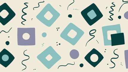 Poster - Abstract shapes create playful pattern across beige backdrop texture