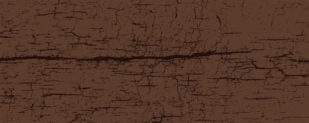 Poster - Cracked and weathered brown surface showcasing intricate textures and patterns from natural wear over time