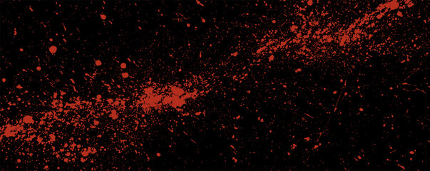 Poster - Vibrant splatters of red paint against a deep black backdrop create an energetic and dynamic abstract composition