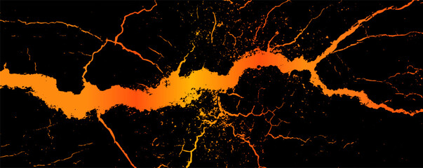 Poster - Electric energy arcs with vibrant orange and yellow patterns on a dark background showcasing striking natural phenomena
