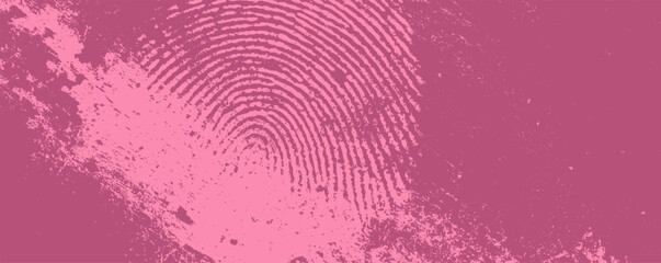 Poster - Creative display of a fingerprint pattern with a textured pink background showcasing the complexities of identity and individuality