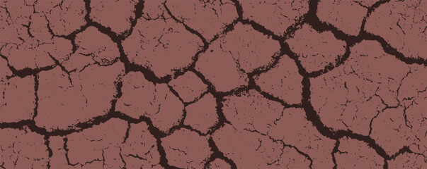 Poster - Cracked earth pattern showcasing dryness and desolation in a parched landscape