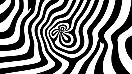 Poster - Swirling black and white pattern creates optical illusion with dynamic, wavy lines, forming a hypnotic and abstract, high-contrast visual experience