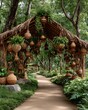© Luckyrani - Hanging clay pots on large tree high resolution picture