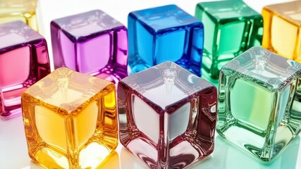Poster - Frozen colorful blocks arranged neatly on a white background