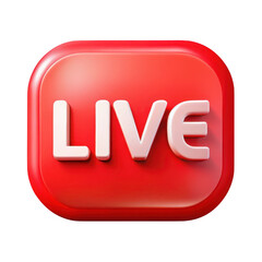 Poster - 3d realistic red live button icon render