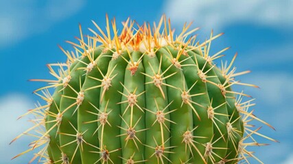 Poster - A close-up shot of a cactus plant against a bright blue sky