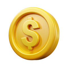 Leinwandbilder - 3d realistic gold dollar coin isolated on transparent background