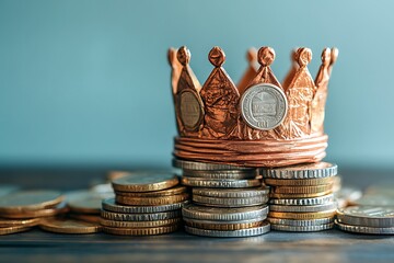 Aufkleber - a cartonic crown made from graphs and coins, symbolizing market leadership