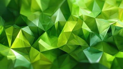 Poster - Bright shades of green form intricate geometric patterns, creating a dynamic and textured visual experience. The design emphasizes depth with a modern style.