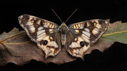 Poster - Close-up of a butterfly resting on a leaf, with vibrant colors and intricate details
