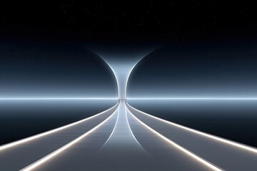 Poster - Converging Lines Creating Perspective Illusion in a Dark Night