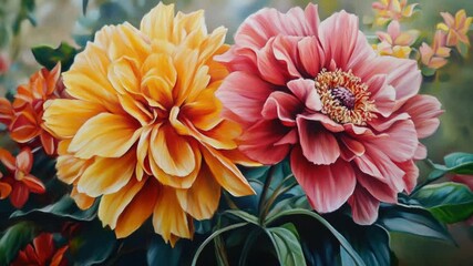 Poster - A close-up view of two flowers in a vase, with a simple background