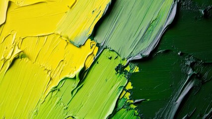 Aufkleber - A close-up shot of a vibrant green and yellow painting, great for art or design inspiration