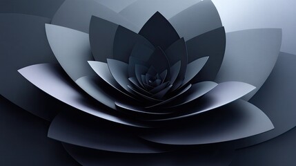 Poster - Dark Gray Geometric Paper Flower with Matte Texture