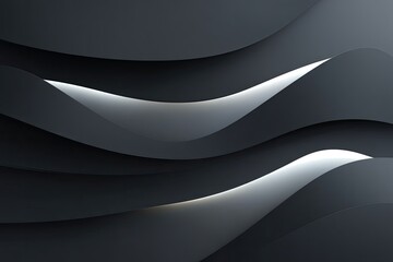Poster - Dark Grey Abstract Wave Background with Smooth Edges