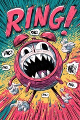 Poster - 90s Cartoon Alarm Clock in Panic with Comic RING!! Energy