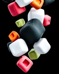 Poster - Floating Pastel Cubes Abstract 3D Render