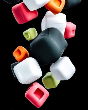 Floating Pastel Cubes Abstract 3D Render