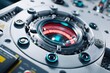 © Alona - A sleek, metallic, futuristic machine with glowing red and blue lights, symbolizing advanced technology, cybersecurity, data analysis, and innovation in digital systems.