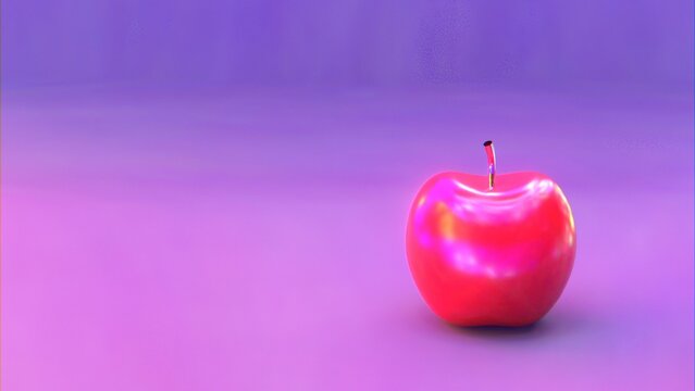Red apple on purple background