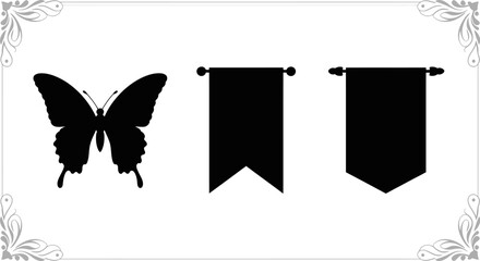 Poster - Butterfly banner silhouette vector illustration design template for graphic design and decoration use editable stock vector illustration