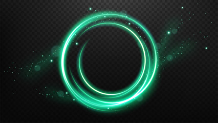 Wall Mural - Rounded Emerald Light Rotating with Flying Particles, Suitable For Product Advertising, Product Design and Other, Vector Illustration