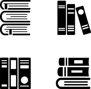 Black folder icon set: vector symbols for business web design with glossy office document illustrations