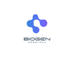 Aufkleber - Abstract molecular logo with fusion organic shapes, representing science, biotech, and innovation. Ideal for tech startups, research firms, and data companies. Modern vector logo